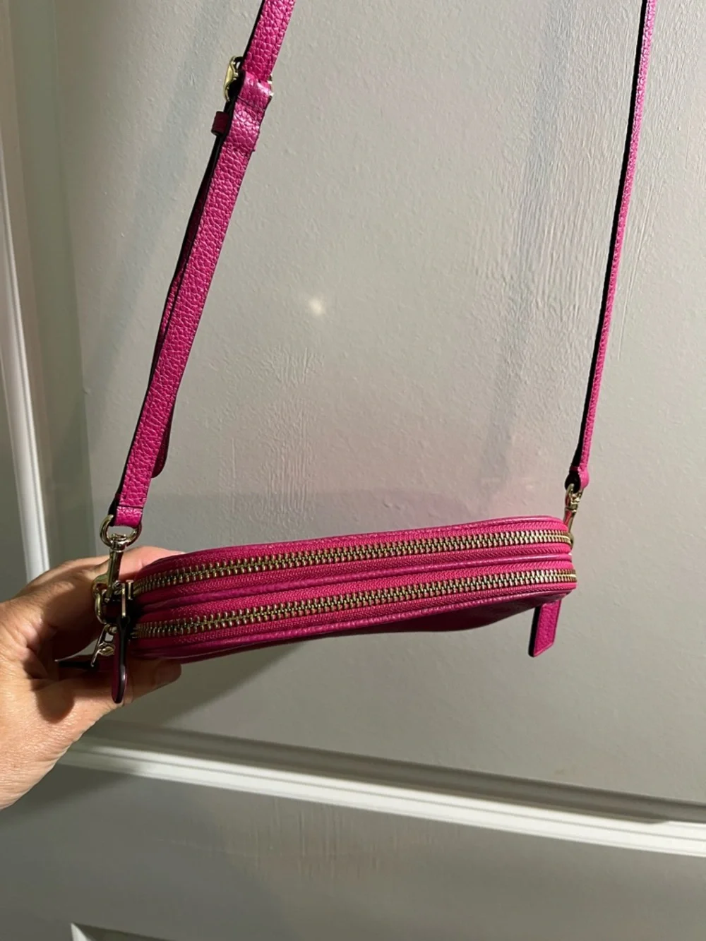 Coach Pebbled Leather Crossbody in Bright Pink - Picture 5 of 10
